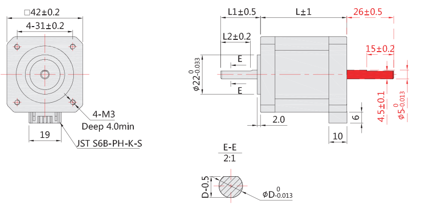 42步進電機外形尺寸圖 42步進電機外形尺寸圖