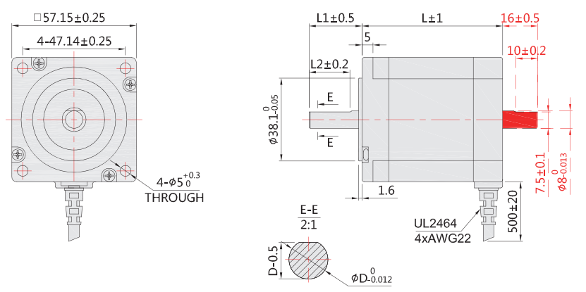 57步進(jìn)電機外形尺寸圖 57步進(jìn)電機外形尺寸圖