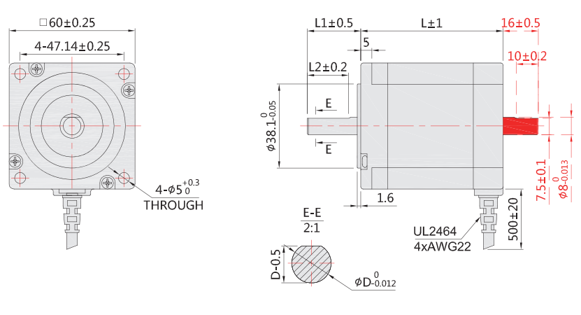 59mm步進電機外形尺寸圖