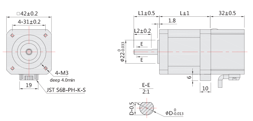 42剎車步進電機外形尺寸圖